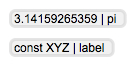 definition of pi as an FTM constant and a symbol constant named label